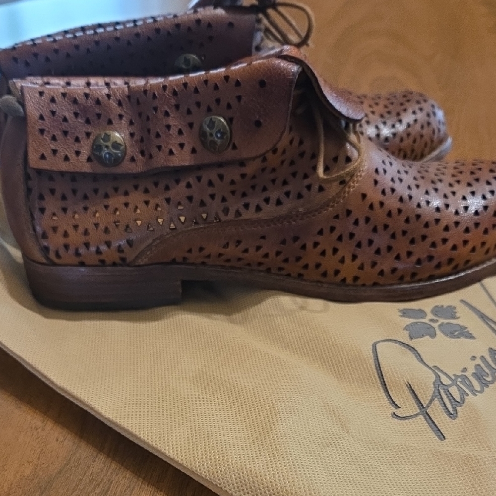 Patricia Nash Brown Perforated Ankle Boots